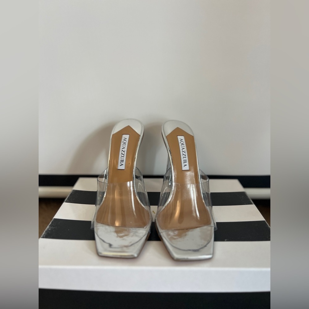 Aquazurra So Nude Clear Block-Heel Halter Sandals